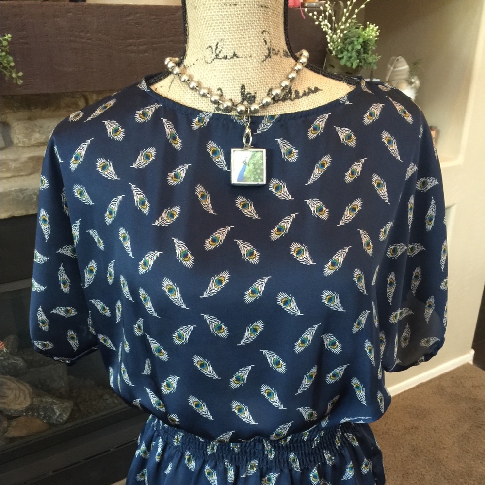 Xhilaration Peacock Feather Print Top